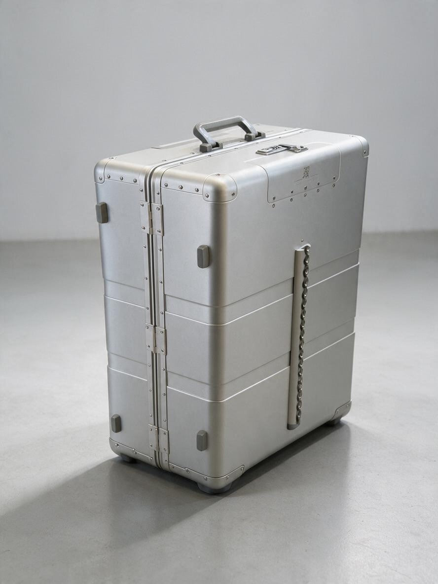 Paradox Aviation 30-inch GEN2 silver hard-shell flight crew check-in luggage with reinforced cargo track and handle.