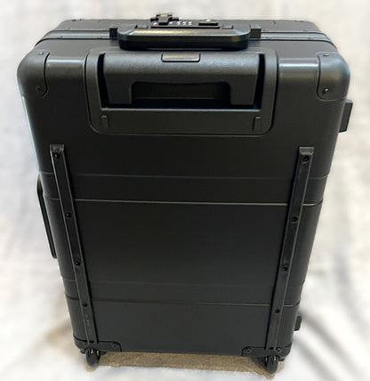 Paradox Aviation GEN2 22-inch professional flight crew roll aboard suitcase in black aluminum with two-wheel design.