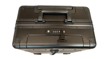 Paradox Aviation 22-inch GEN2 professional flight crew carry-on luggage in black aluminum with TSA lock and handle.