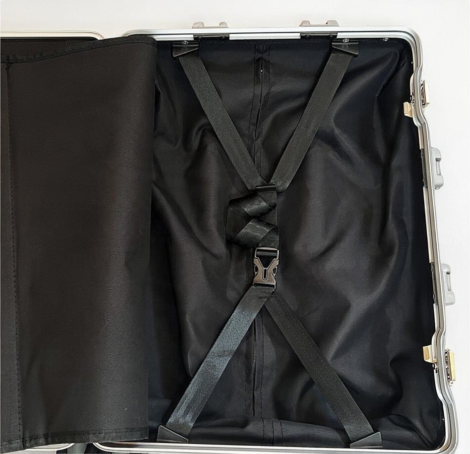 Interior of a Paradox Aviation GEN2 professional flight crew check-aboard case with black lining and packing straps.