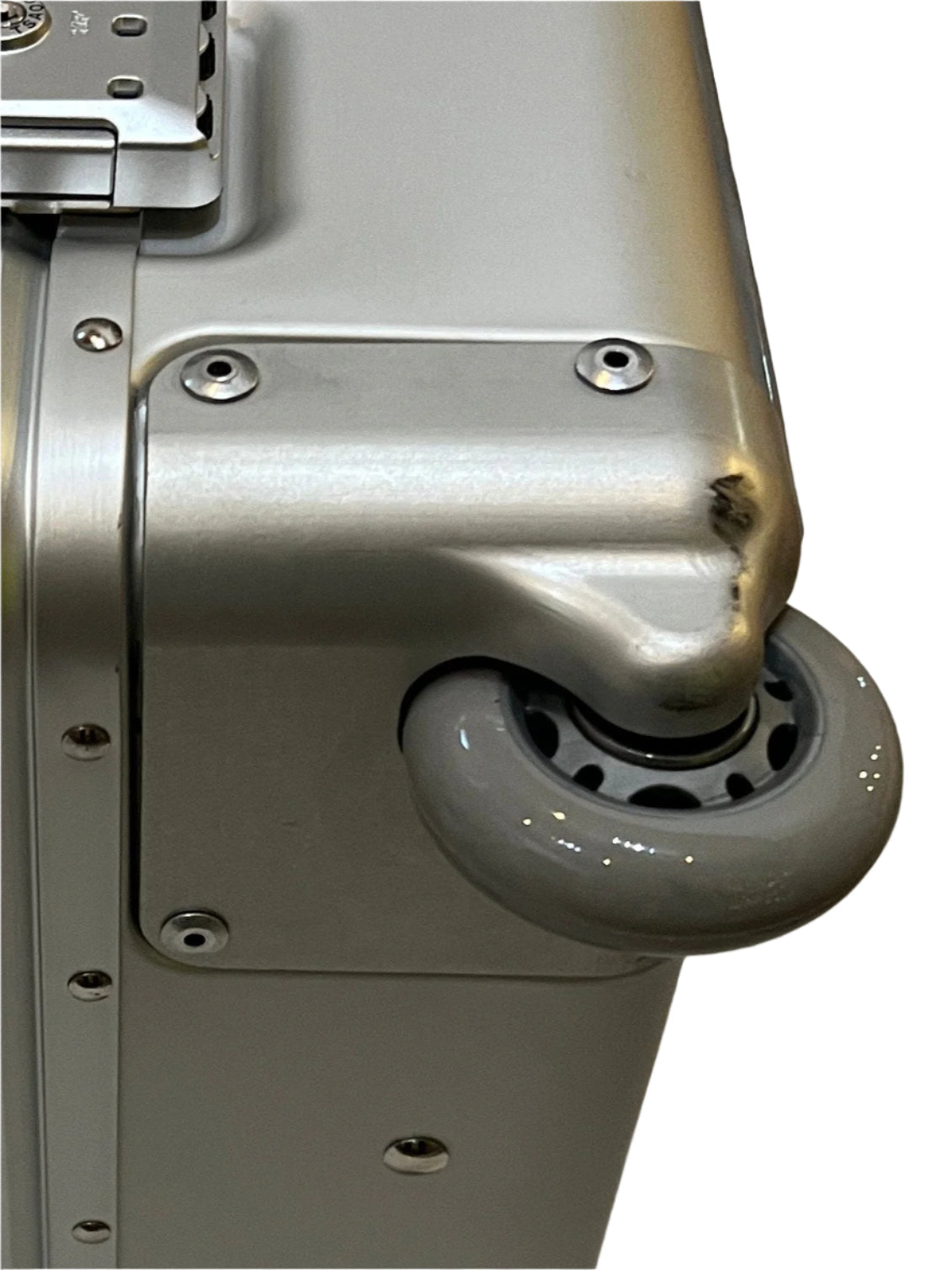 Paradox Aviation GEN2 flight crew case featuring a durable silver metal exterior and a matte grey wheel assembly.