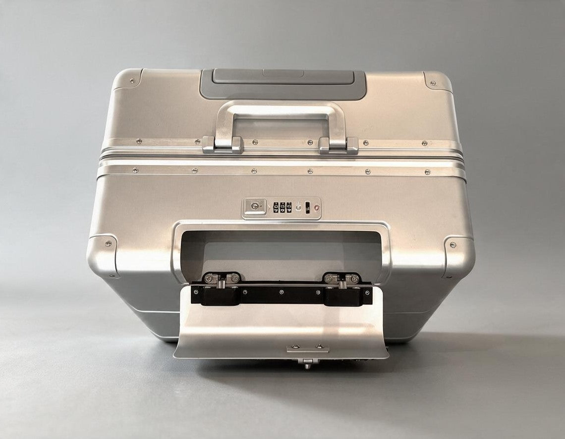 Paradox Aviation 30-inch GEN2 silver hard-shell flight crew check-in luggage with combination lock and cargo track