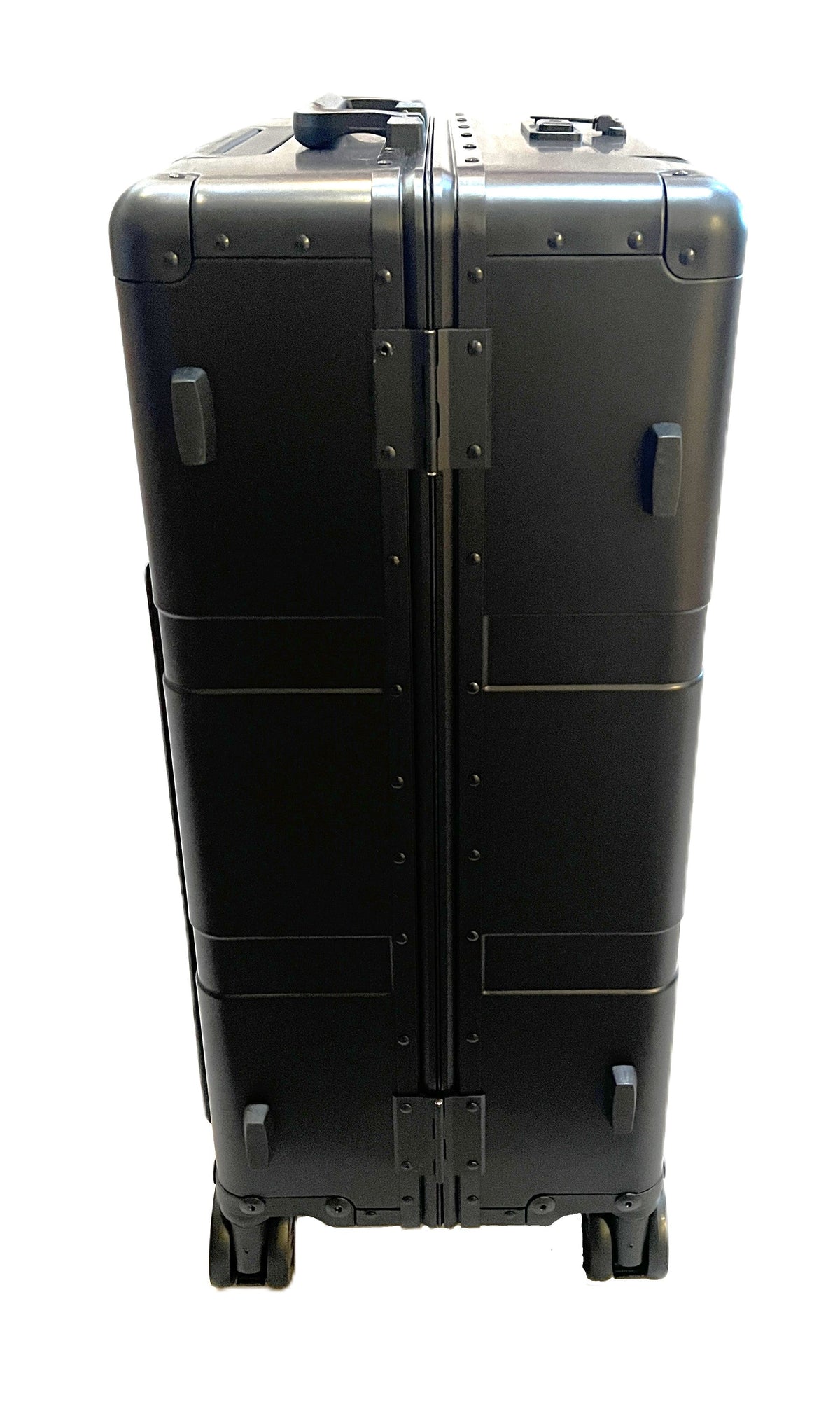Paradox Aviation GEN2 Frequent Flyer 25-inch aluminum hard-shell roll aboard suitcase in matte black with curb sliders