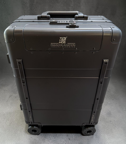 Paradox Aviation GEN2 Frequent Flyer 22-inch carry-on luggage in dark sky matte black with durable metal construction