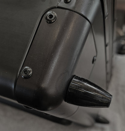 Close-up of a black Paradox Aviation GEN2 flight crew case featuring a durable corner bumper and metal construction.