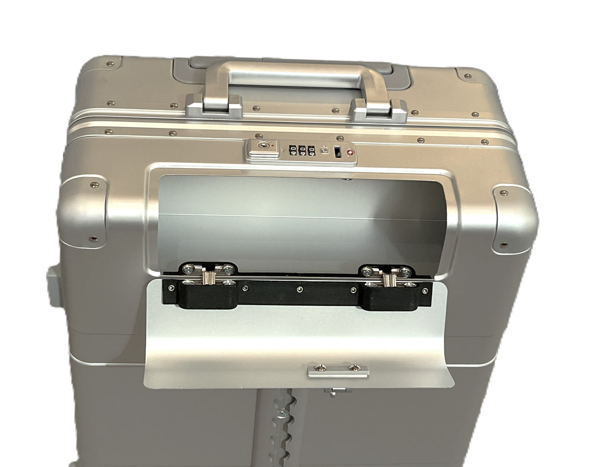 Paradox Aviation GEN2 22-inch silver aluminum flight crew carry-on luggage with retractable handle and combination lock