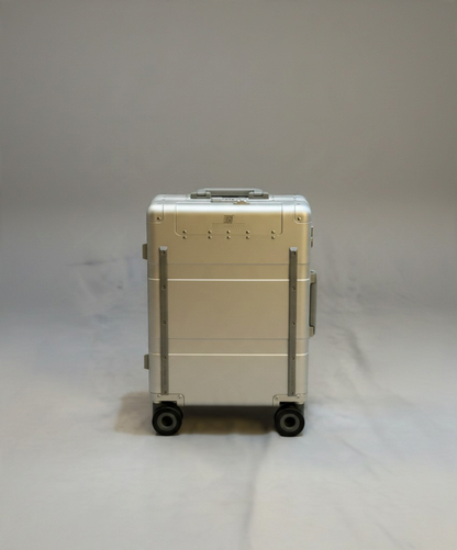 Paradox Aviation GEN2 Frequent Flyer 22-inch star light matte silver hard-shell carry-on suitcase with four wheels.