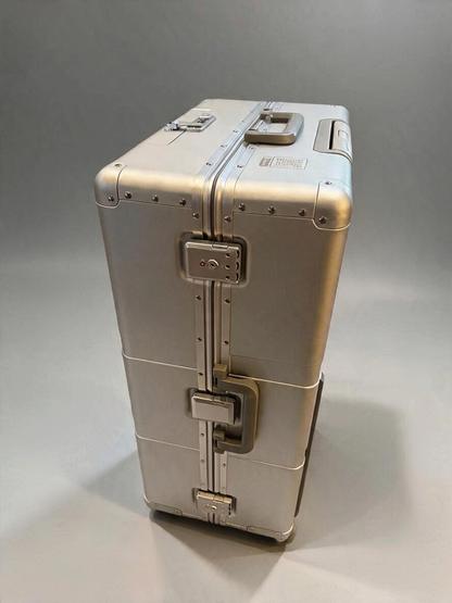 Paradox Aviation 30-inch GEN2 professional flight crew check-aboard luggage in silver with reinforced metal casing.