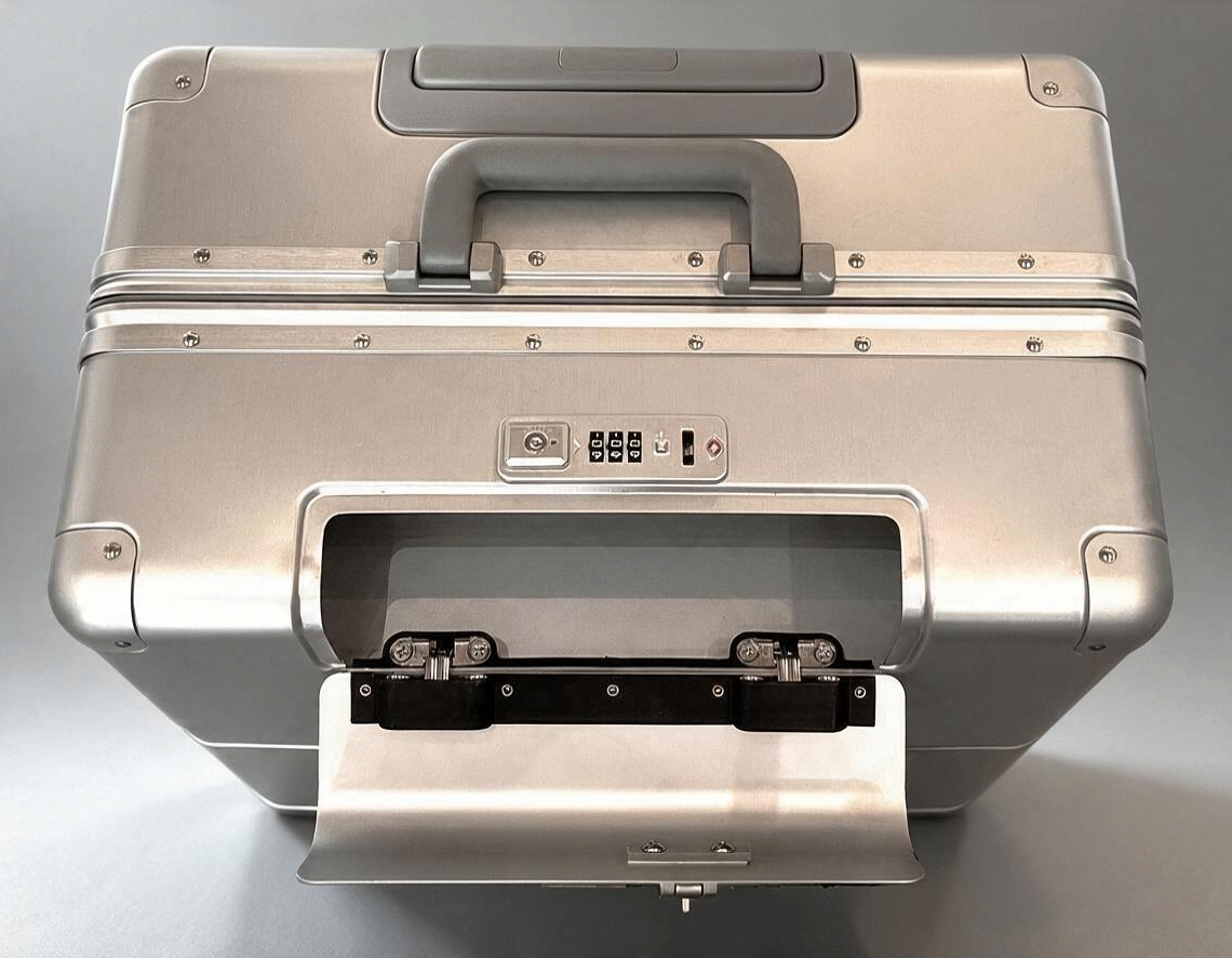 Paradox Aviation GEN2 30-inch professional flight crew check-aboard luggage in silver with a secure combination lock.