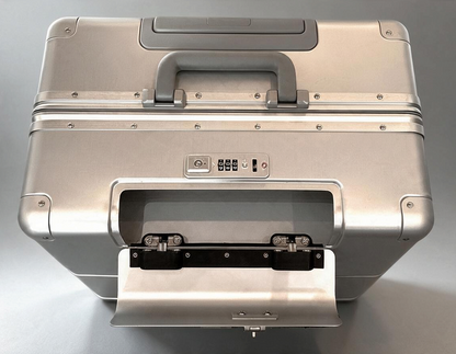 Paradox Aviation GEN2 30-inch professional flight crew check-aboard luggage in silver with a secure combination lock.