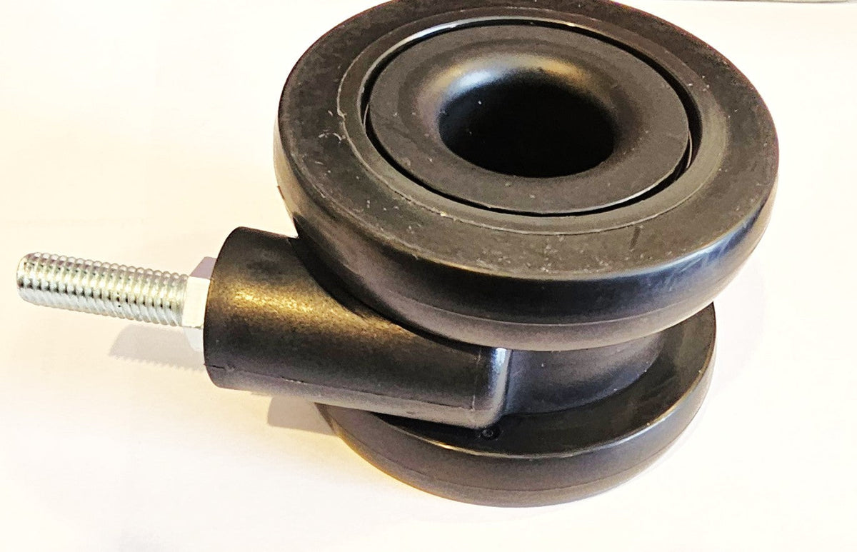 Paradox Aviation GEN2 luggage  wheel in matte grey with a sturdy metal mounting bolt