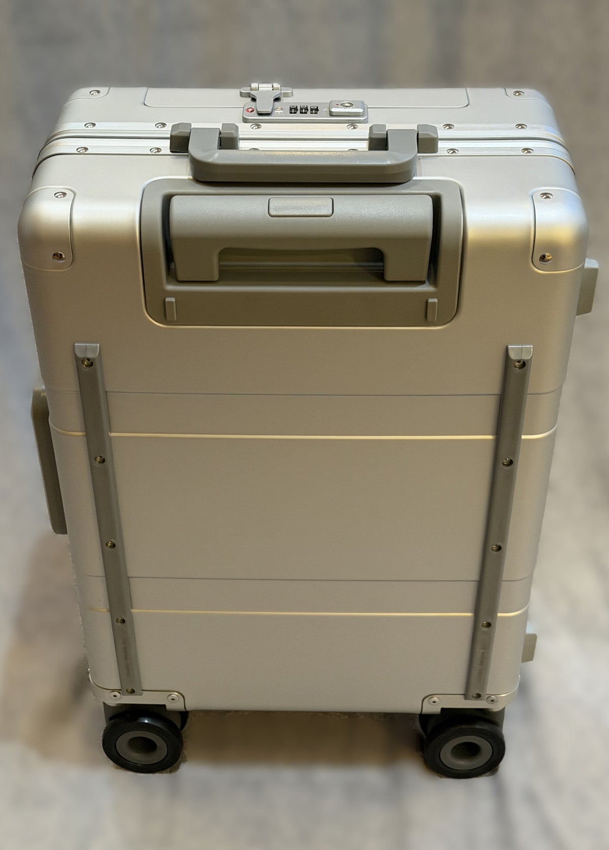 Paradox Aviation GEN2 Frequent Flyer 22-inch starlight matte silver hard-shell carry-on suitcase with matte grey handle and wheels