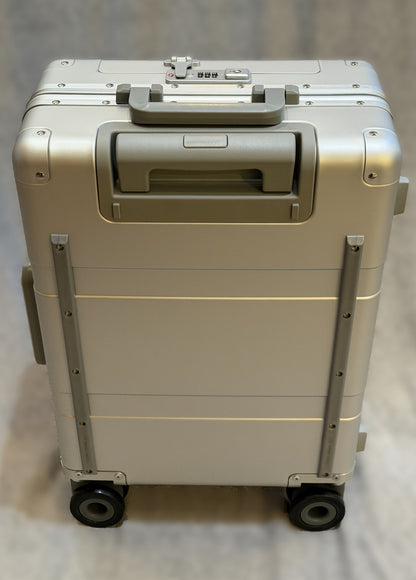 Paradox Aviation GEN2 Frequent Flyer 22-inch starlight matte silver hard-shell carry-on suitcase with matte grey handle and wheels