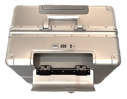 Paradox Aviation 25-inch GEN2 Frequent Flyer aluminum hard-shell silver suitcase with TSA lock and top handle